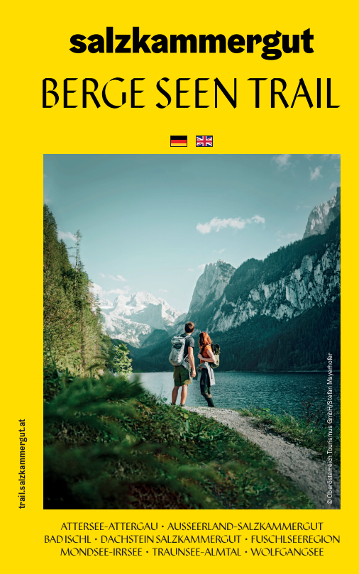 Die Titelseite des BergeSeen Trails, die Weitwanderroute im Salzkammergut