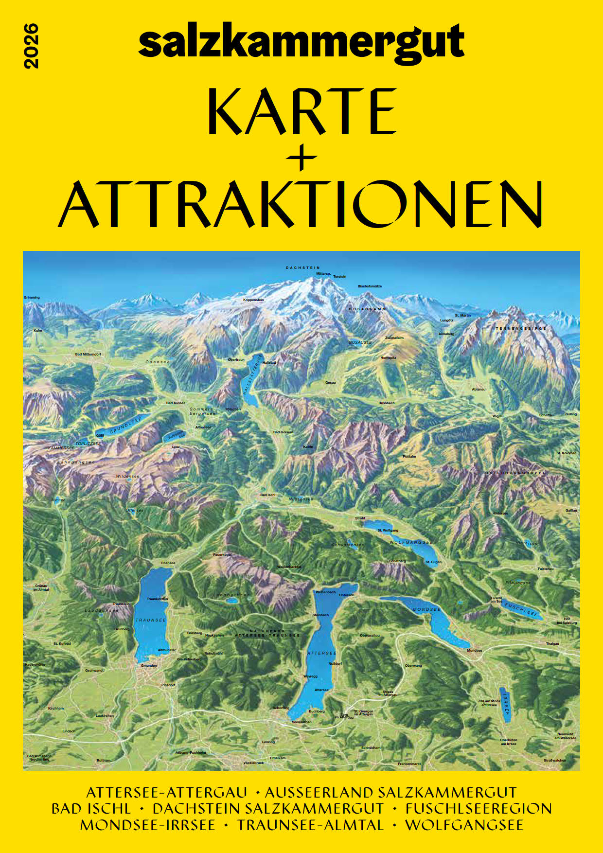 Die erste Seite der Broschüre Karte und Attraktionen des Salzkammerguts